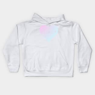 Pink and blue ombre heart with the word love Kids Hoodie